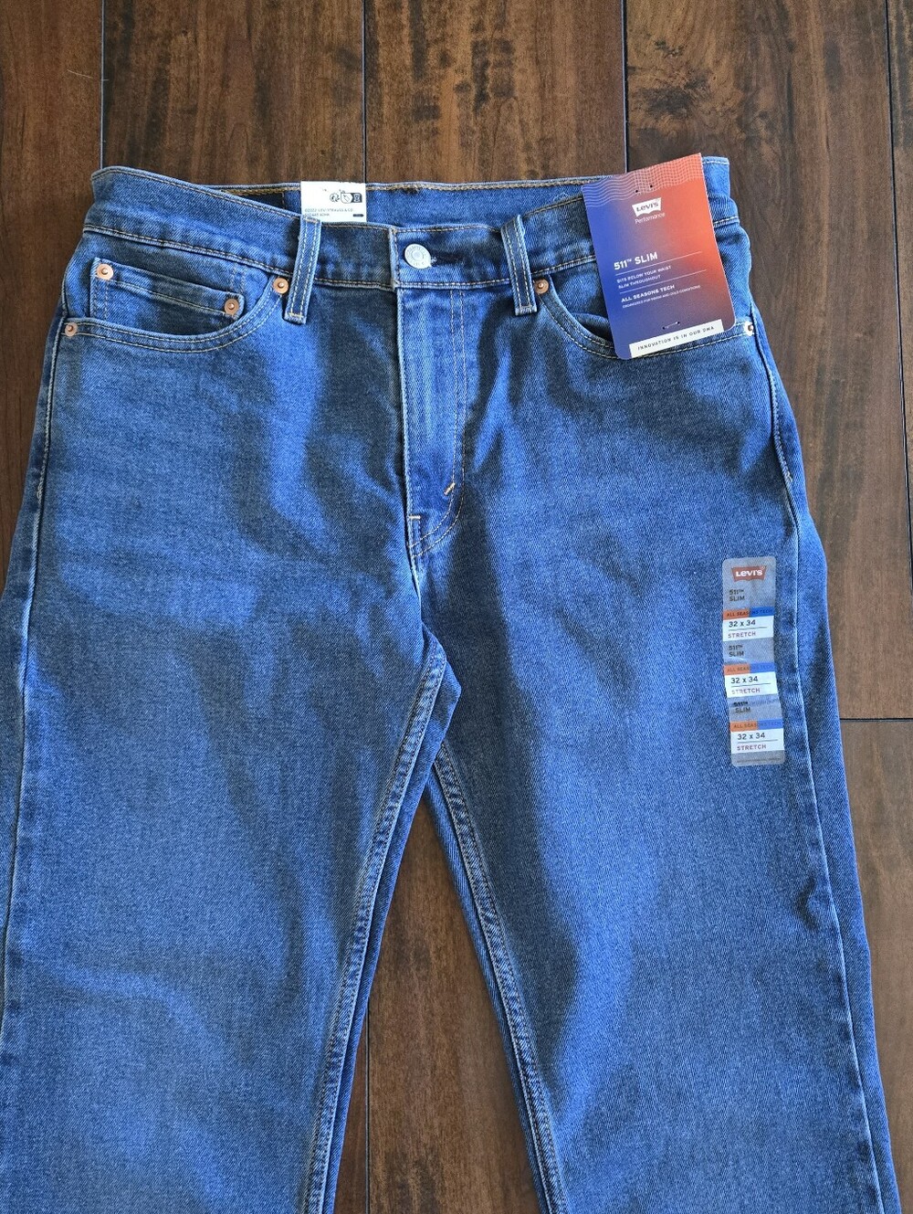 Levi's 511 Slim Fit Stretch Denim Jeans All Season Tech Blue Performance 32x34 - Picture 3 of 13